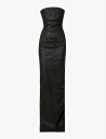 【送料無料】 リックオウエンス レディース ワンピース トップス Corseted-bodice split-hem leather gown BLACK