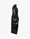 【送料無料】 アライア レディース ワンピース トップス Embossed-pattern asymmetric slim-fit faux-leather maxi dress Noir Alaia