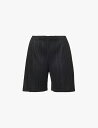 【送料無料】 プリーツ プリーズ イッセイ ミヤケ レディース カジュアルパンツ ボトムス Pleated mid-rise knitted shorts BLACK