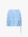 【送料無料】 ジャクエムス メンズ ハーフパンツ・ショーツ ボトムス Trivela striped-pattern cotton-poplin shorts BLUE STRIPES