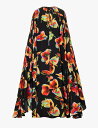 【送料無料】 アレキサンダー・マックイーン レディース ワンピース トップス Orchid-print draped-sleeve silk kaftan gown BLACK