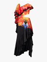 【送料無料】 アレキサンダー・マックイーン レディース ワンピース トップス Solarised Orchid cut-out silk midi dress BLACK