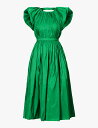 【送料無料】 アレキサンダー・マックイーン レディース ワンピース トップス Pleated open-back woven midi dress BRIGHT GREEN