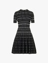 【送料無料】 アレキサンダー・マックイーン レディース ワンピース トップス Ribbed flared-hem knitted mini dress BLACK WHITE