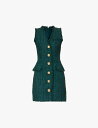 【送料無料】 バルマン レディース ワンピース トップス Tweed raw-edge mini dress VERT FONCE