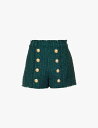 【送料無料】 バルマン レディース ハーフパンツ・ショーツ ボトムス Tweed mid-rise woven shorts VERT FONCE