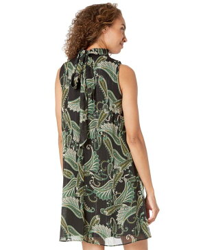 ロンドンタイムス レディース ワンピース トップス Paisley Wings Glitter Stripe V-Neck Scarf Tent Dress Black/Green