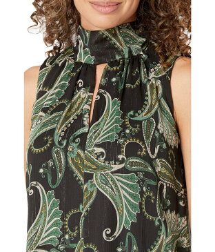 ロンドンタイムス レディース ワンピース トップス Paisley Wings Glitter Stripe V-Neck Scarf Tent Dress Black/Green