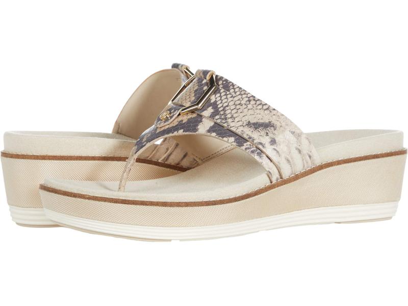 コールハーン レディース ヒール シューズ Originalgrand Flatform Thong Sandal Python Printed Leather/Cement Nylon Wedge/Ivory Midsole