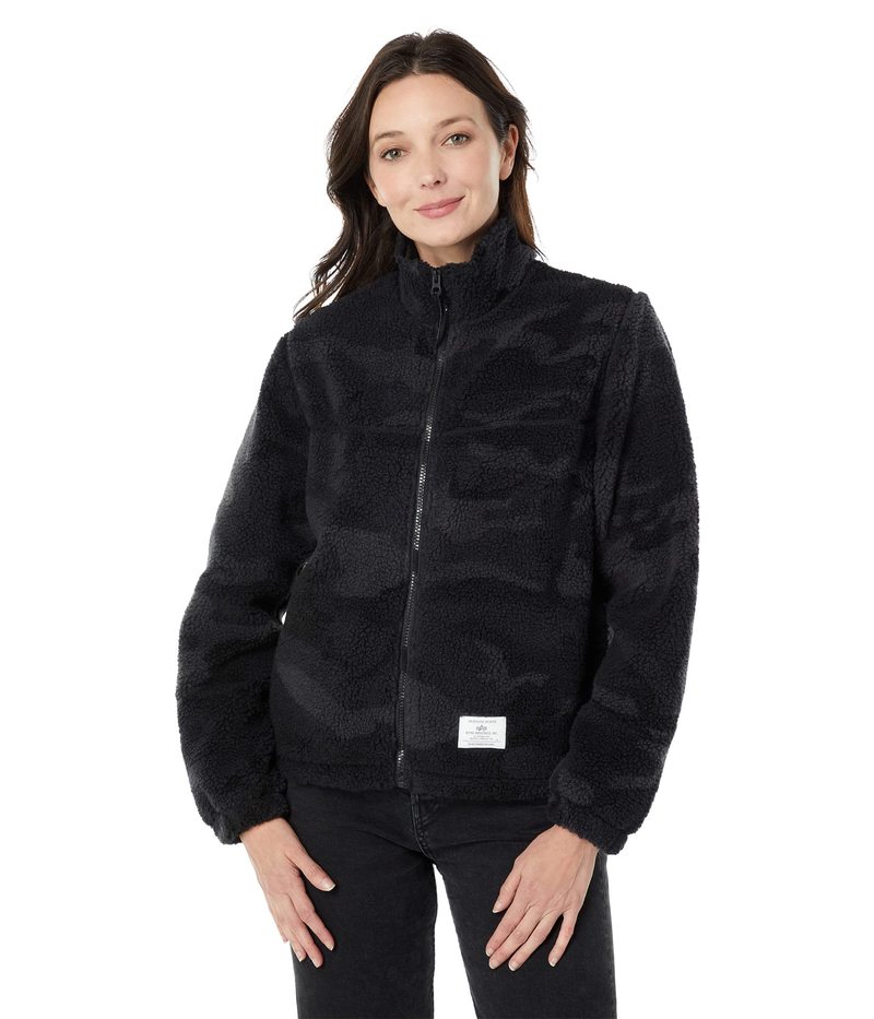 アルファインダストリーズ レディース コート アウター Sherpa Utility Jacket Black Woodland Camo