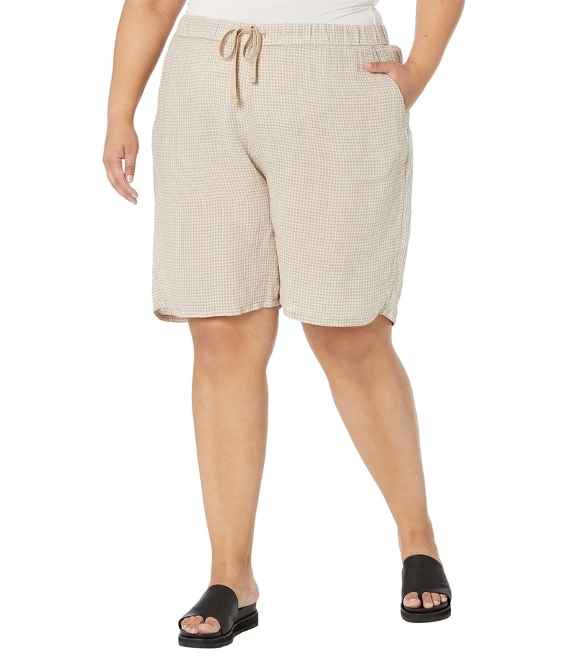 楽天ReVida 楽天市場店エイリーンフィッシャー レディース ハーフパンツ・ショーツ ボトムス Midthigh Shorts with Drawstring in Puckered Organic Linen Pebble