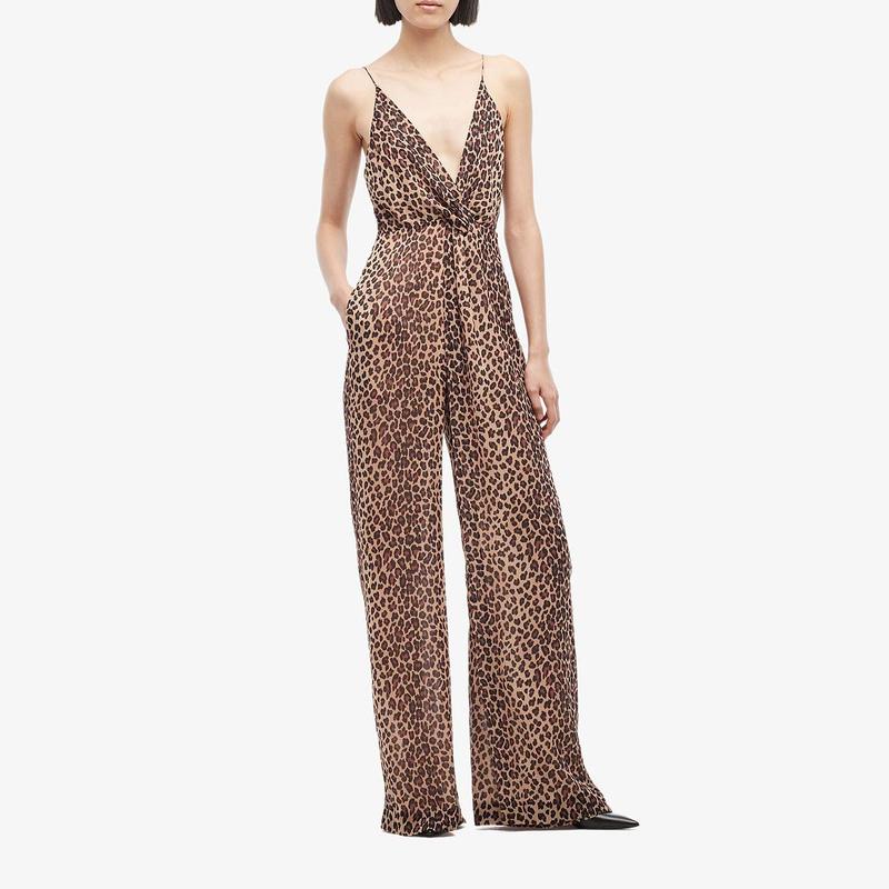 ̵ ʥ󥷥५ ǥ ץ ȥåץ Tie Back Jumpsuit Leopard Print