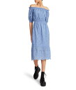 【送料無料】 ベッツィジョンソン レディース ワンピース トップス Off Shoulder Cotton Eyelet Midi Dress Indigo Haze