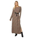 【送料無料】 モッドドック レディース ワンピース トップス Multicolor Autumn Stripe Long Sleeve Crew Neck Maxi Dress Multi