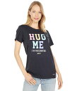  ライフイズグッド レディース シャツ トップス Hug Me I'm Vaccinated Stacked Crusher Tee Jet Black