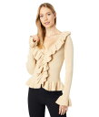 【送料無料】 ワイフ レディース ニット・セーター アウター Flutter Ruffle Ribbed Cardigan Sand