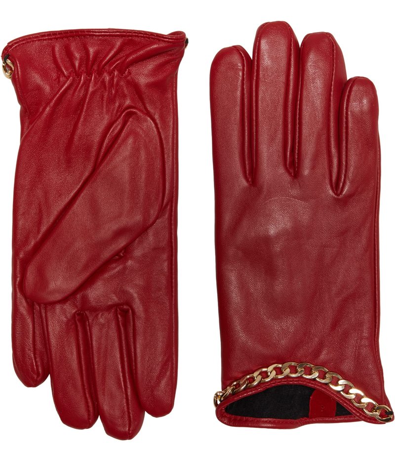 yz obWF[~VJ fB[X  ANZT[ Kid Leather Gloves with Chain Red