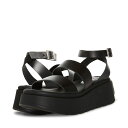 【送料無料】 スティーブ マデン レディース ヒール シューズ Tenysi Wedge Sandal Black Leather