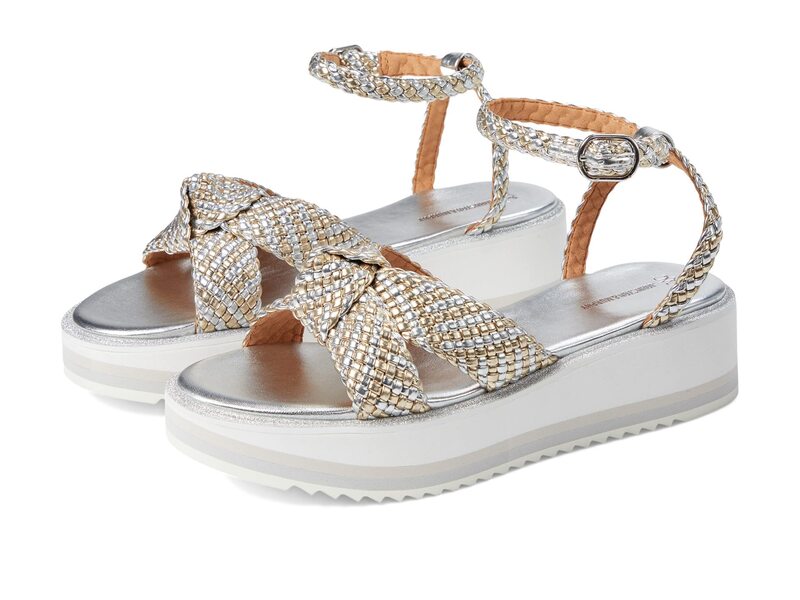 【送料無料】 ジョンストンアンドマーフィー レディース ヒール シューズ Grace Woven Sandal Silver/Gold