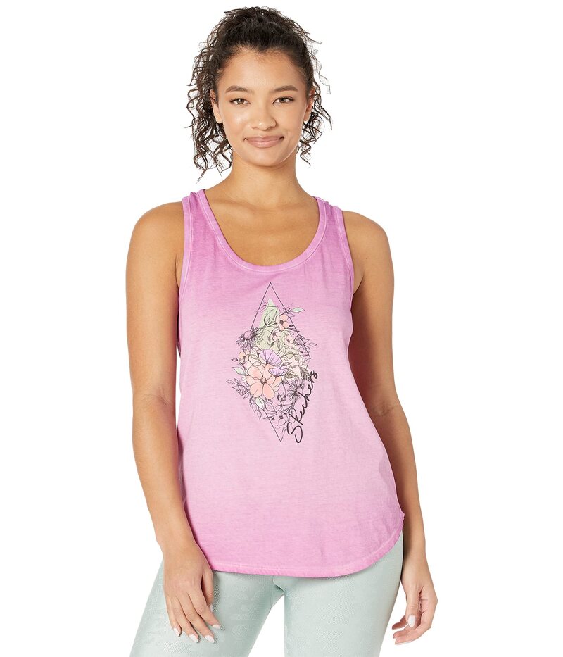 【送料無料】 スケッチャーズ レディース シャツ トップス Floral Diamond Racer Tank Purple Orchid