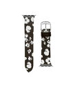 yz ebhx[J[ fB[X rv ANZT[ Floral Print Leather smartwatch band compatible with Apple watch strap 38mm, 40mm Black/White Print