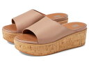 【送料無料】 フィットフロップ レディース ヒール シューズ Eloise Cork-Wrap Leather Wedge Slides Beige