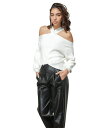 【送料無料】 ラインアンドドット レディース ニット・セーター アウター Ariana Cold-Shoulder Sweater White(4)