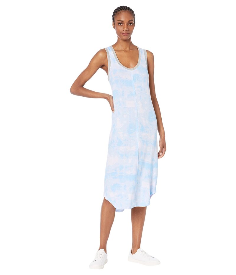 【送料無料】 スプレンディット レディース ワンピース トップス Ribbed Jersey Racerback Maxi Gown Washed Tie-Dye Sky