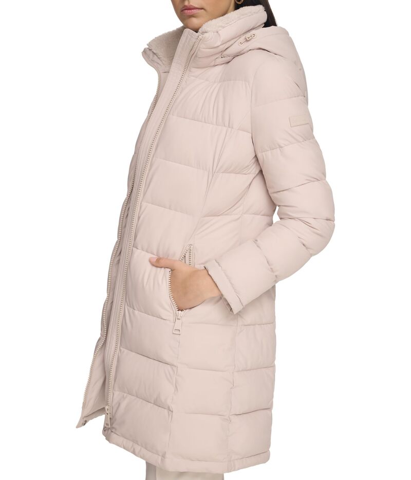 【送料無料】 カルバンクライン レディース コート アウター Faux Sherpa Puffer Cappuccino