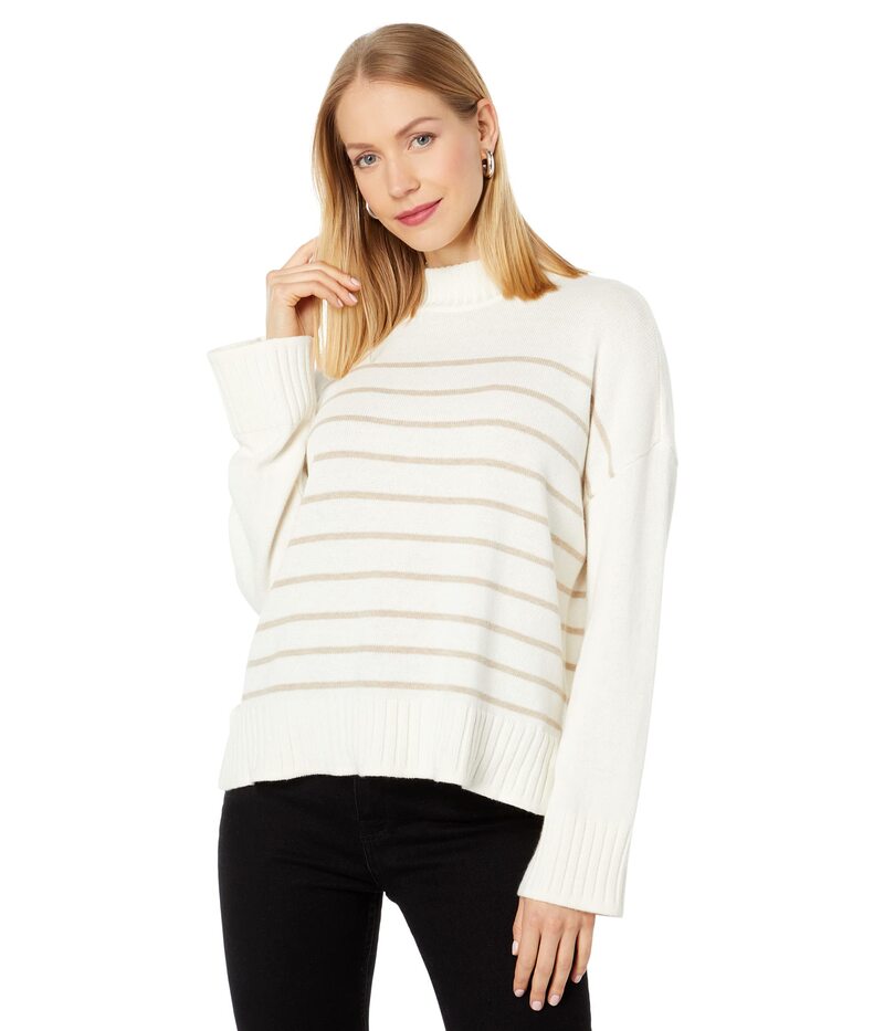 yz s[ fB[X jbgEZ[^[ AE^[ Easy Striped Mock Neck Sweater Starch Stripe