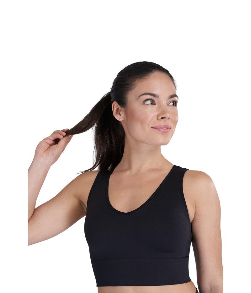 【送料無料】 スパンク レディース シャツ トップス Spanx Lamn Active Seamless Crop Top Very Black