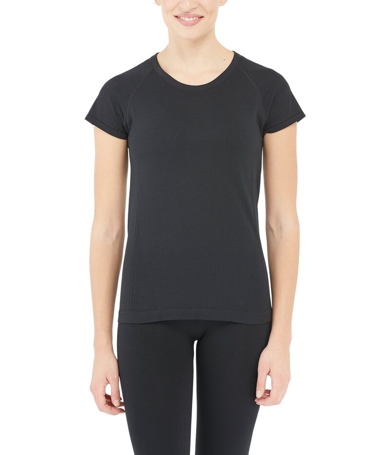 【送料無料】 スパンク レディース シャツ トップス Spanx Lamn Active Seamless Short Sleeve Tee Very Black