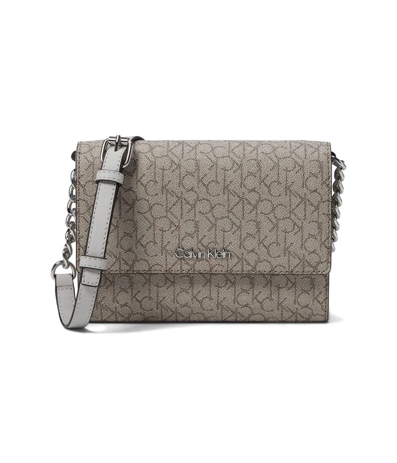 【送料無料】 カルバンクライン レディース ハンドバッグ バッグ Key Item Signature Organizational Flap Crossbody Mini Textured Almond/Taupe/Dove