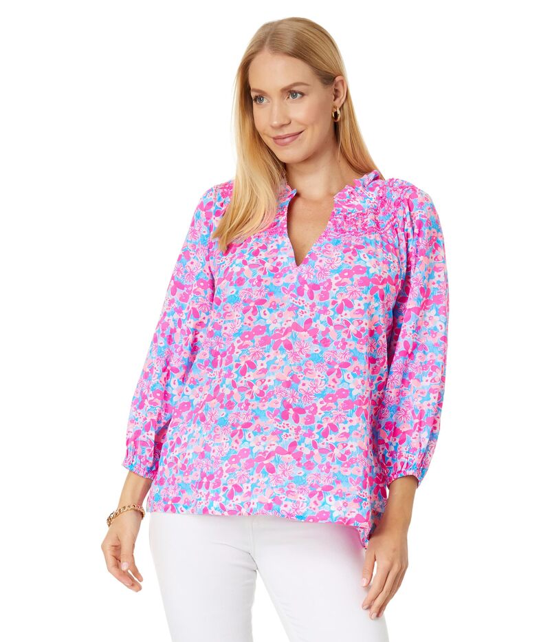 ̵ ꡼ԥåĥ ǥ ԡ ȥåץ Lourdes 3/4 Sleeve Cotton Aura Pink...