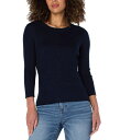 【送料無料】 リヴァプール ロサンゼルス レディース ニット・セーター アウター Crew Neck 3/4 Sleeve Sweater with Pointelle Dark Navy