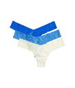 yz nL[pL[ fB[X pc A_[EFA 3-Pack Petite Signature Lace Low Rise Thong Ivory/Forget Me Not/Sapphire