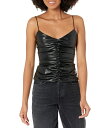 【送料無料】 セブンフォーオールマンカインド レディース シャツ トップス Faux Leather Ruched Cami Black