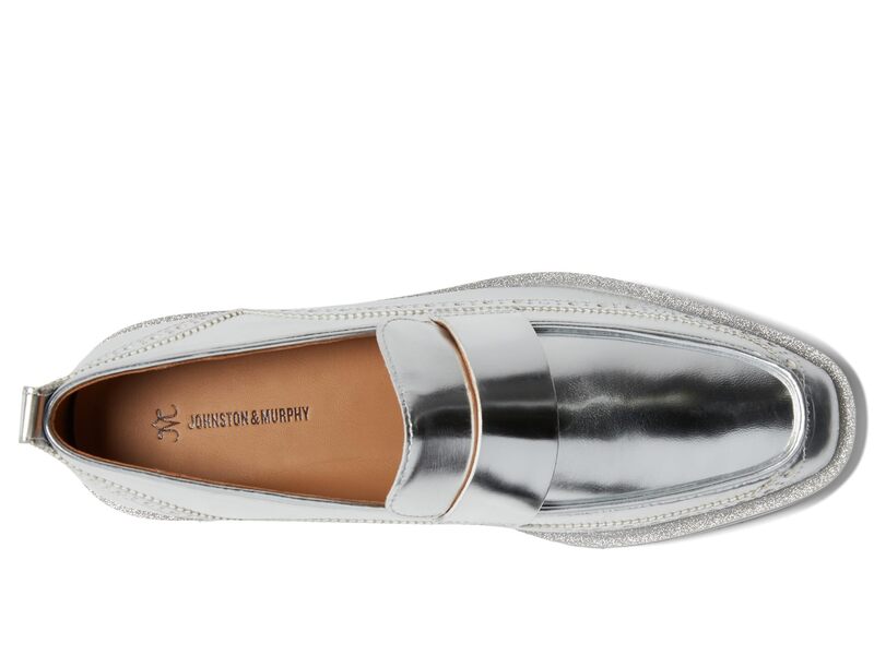 【送料無料】 ジョンストンアンドマーフィー レディース スリッポン・ローファー シューズ Gracelyn Loafer Silver Metallic Sheepskin 2