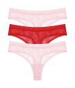 yz ig fB[X pc A_[EFA Blisss Allure Lace Thong 3-Pack Pink Suede/Poinsettia/Pink Suede