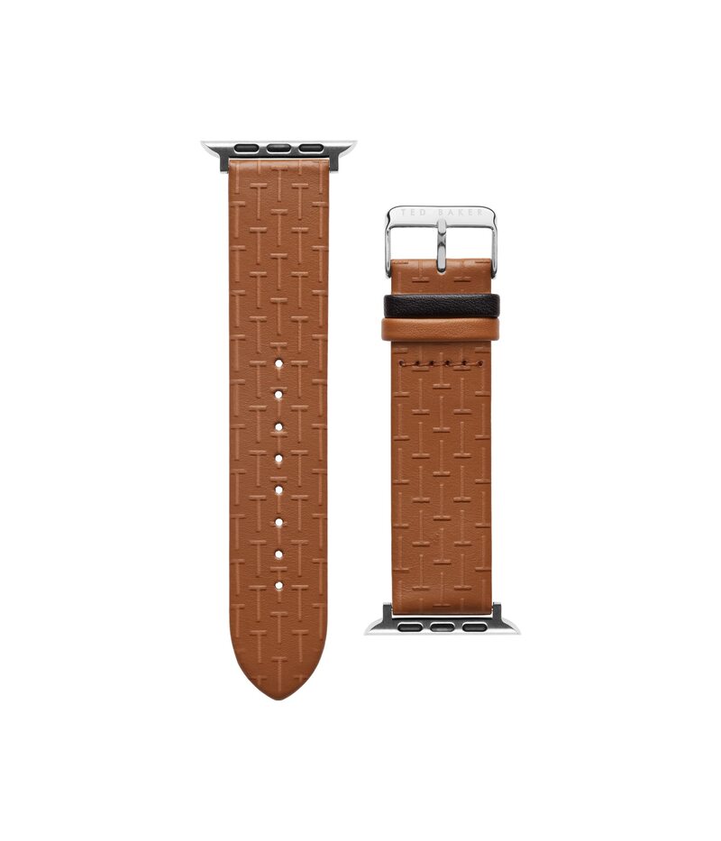 【送料無料】 テッドベーカー メンズ 腕時計 アクセサリー T-embossed leather black keeper smartwatch band compatible with Apple watch strap 42mm 44mm Tan