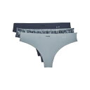 【送料無料】 アンダーアーマー レディース パンツ アンダーウェア Pure Stretch Thong 3-Pack Downpour Gray/Harbor Blue/White 1