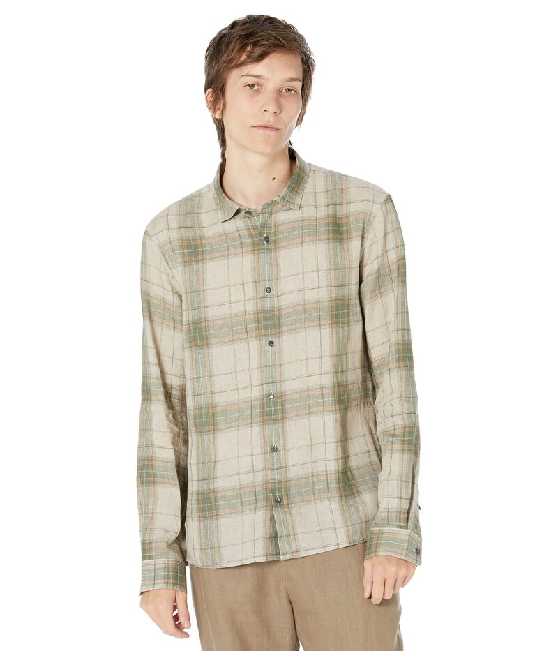 【送料無料】 ジョンバルベイトス メンズ シャツ トップス Straight Bottom Hem Shirt with Regular Collar W733Y2 Olive Leaf