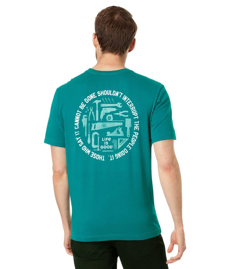 【送料無料】 ライフイズグッド メンズ シャツ トップス Don 039 t Interrupt Handyman Short Sleeve Crusher Tee Mallard Green