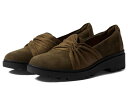 【送料無料】 クラークス レディース スリッポン・ローファー シューズ Calla Style Dark Olive Suede