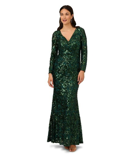 【送料無料】 アドリアナ パペル レディース ワンピース トップス Long Sleeve Sequin & Lace Mermaid Gown Hunter 【送料無料】 アドリアナ パペル レディース ワンピース トップス Long Sleeve Sequin & Lace Mermaid Gown Hunter