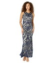【送料無料】 ヴィンスカムート レディース ワンピース トップス Embroidered Sleeves Gown Navy