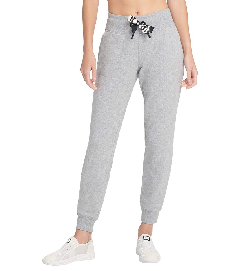 【送料無料】 ダナ キャラン ニューヨーク レディース カジュアルパンツ スウェットパンツ ボトムス Women's Fleece Jogger Sweatpant with Pockets Pearl Grey Heather Fleece With Two Tone Logo Drawcord