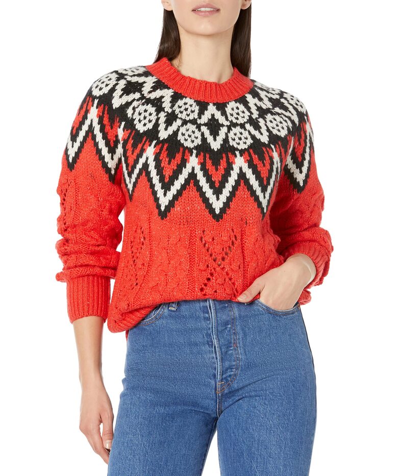 yz bL[uh fB[X jbgEZ[^[ AE^[ Fair Isle Sweater Fiery Red Combo