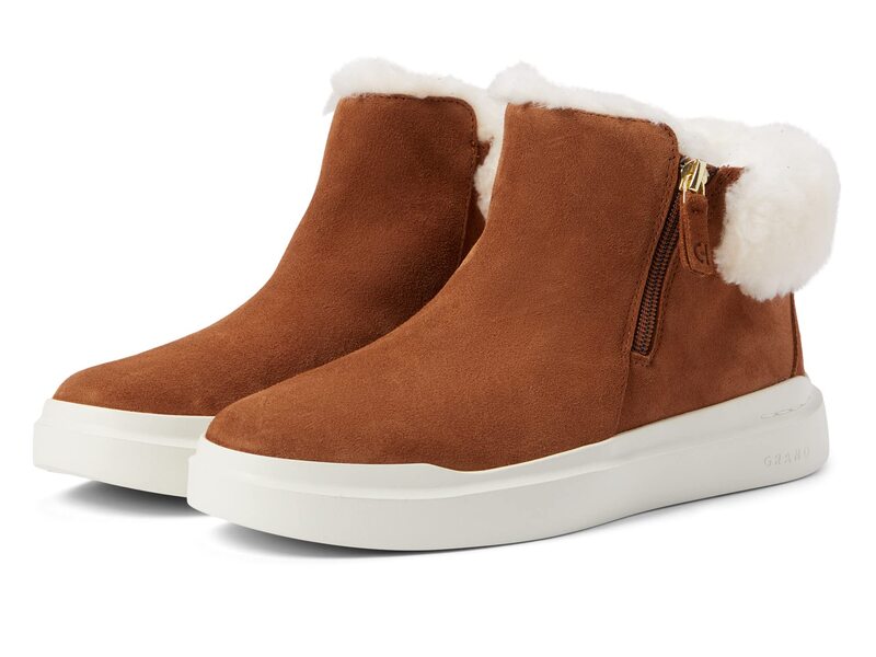 コール ハーン ブーツ レディース 【送料無料】 コールハーン レディース ブーツ・レインブーツ シューズ Grandpro Rally Bootie New Caramel Premium Plus Suede/Natural Faux Shearling Waterproof