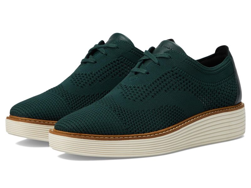 【送料無料】 コールハーン レディース オックスフォード シューズ Original Grand Platform Stitchlite Oxford Scarab Knit/Ivory 1